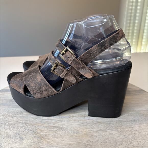 FreeBird By Steven Ali Women's Brown Leather Sandals Mules Shoes US Size 9